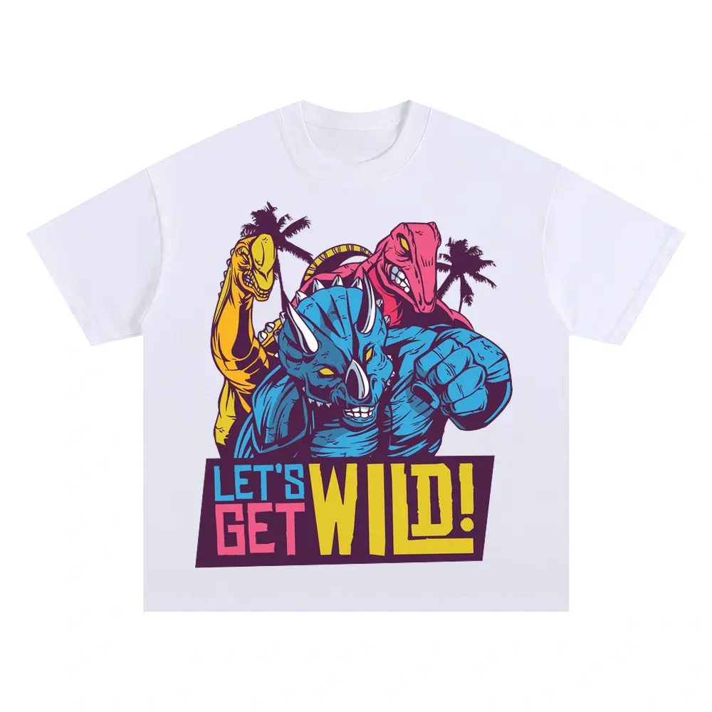 Wild Dinos Oversized White Graphic Tee