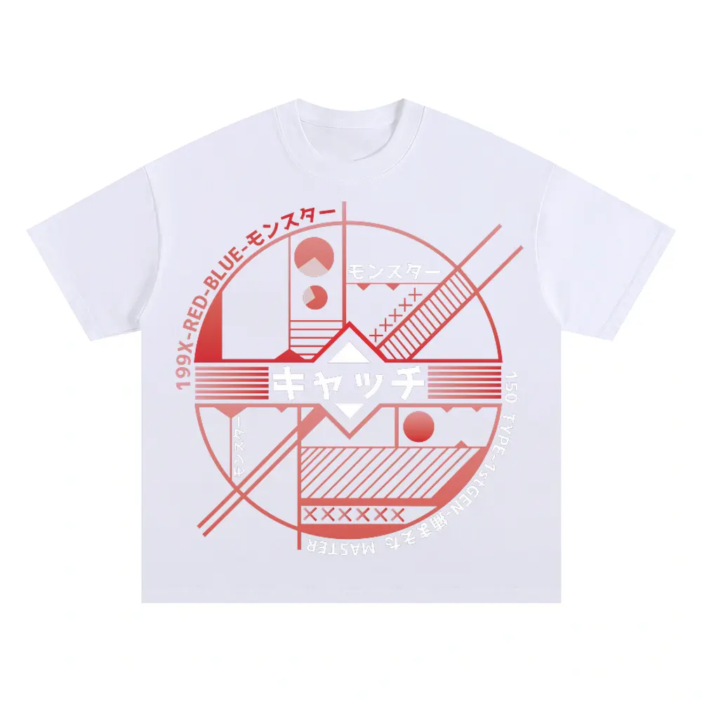 Abstract Machine Oversized White Graphic Tee