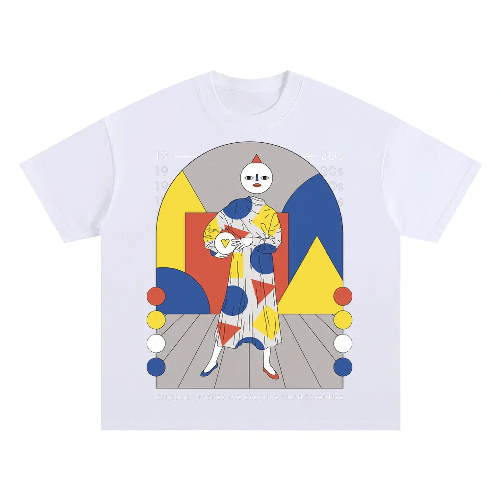20 S Bauhaus Oversized White Graphic Tee