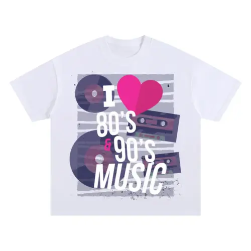 80 S 90 S Music Oversized White Graphic Tee