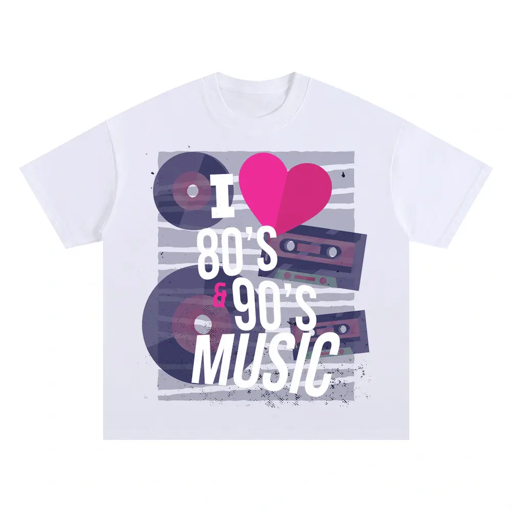 80 S 90 S Music Oversized White Graphic Tee
