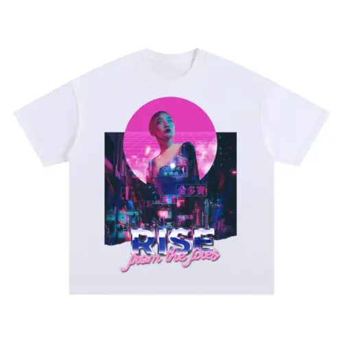 80 S Runner Oversized White Graphic Tee