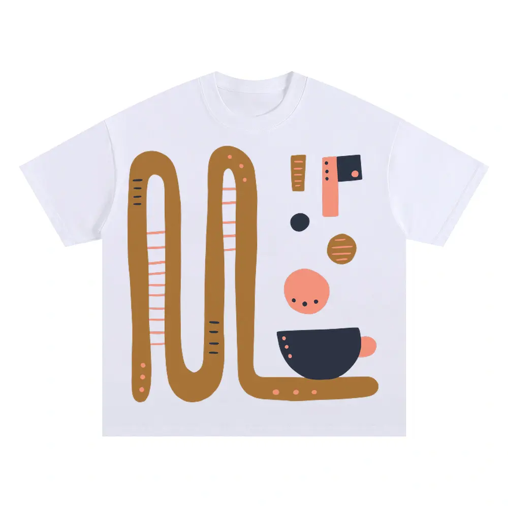 Abstract Coffee B Oversized White Graphic Tee