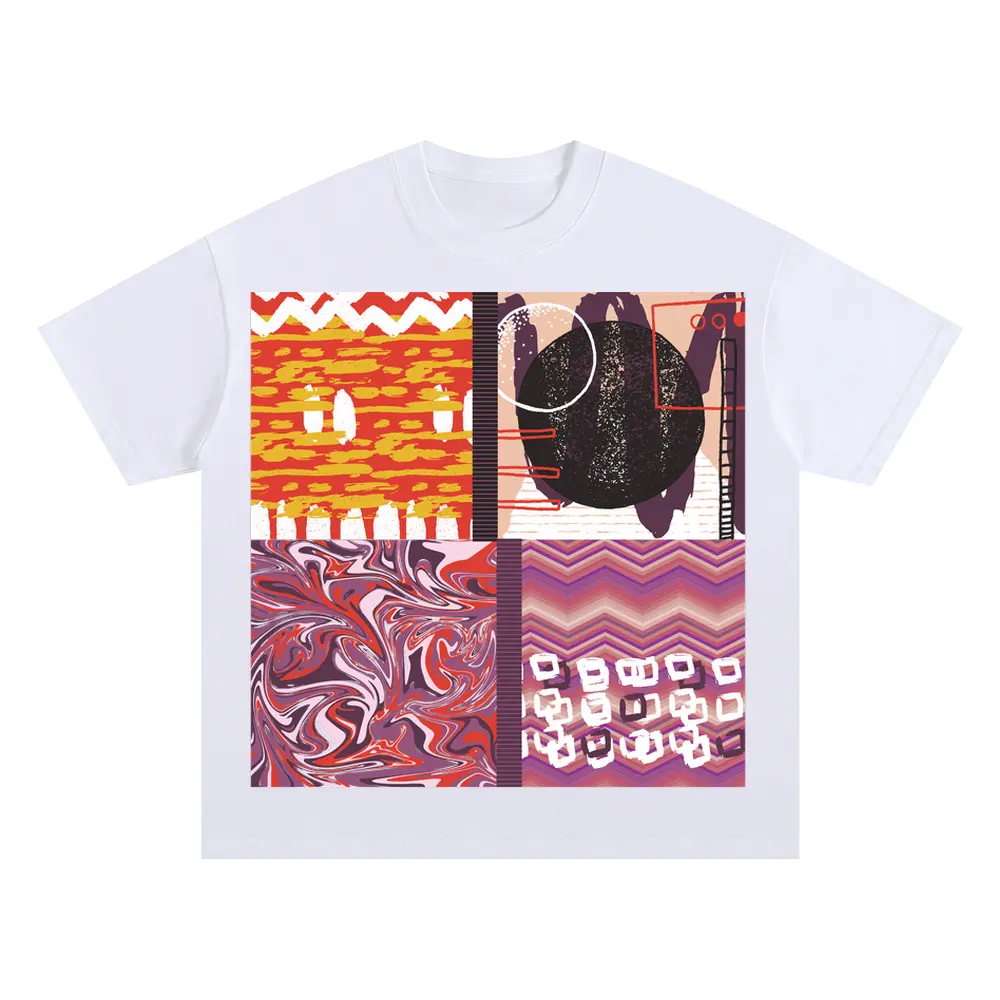 Abstract Oversized White Graphic Tee