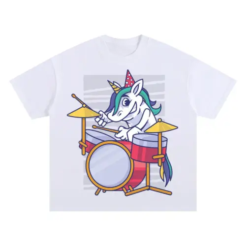 Birthday Unicorn Oversized White Graphic Tee