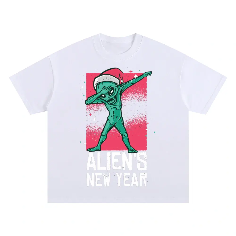 Alien Dab Oversized White Graphic Tee