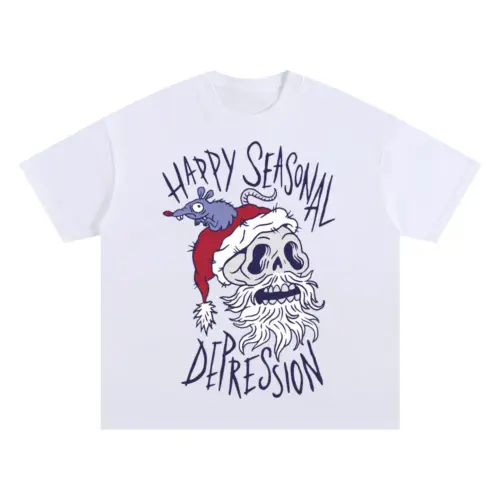 Anti New Year Oversized White Graphic Tee