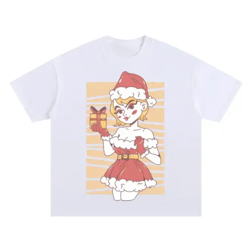 Blondesexysanta Oversized White Graphic Tee