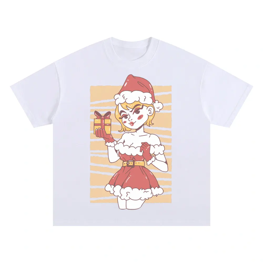 Blondesexysanta Oversized White Graphic Tee