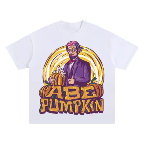 Abe Pumpkin A Oversized White Graphic Tee