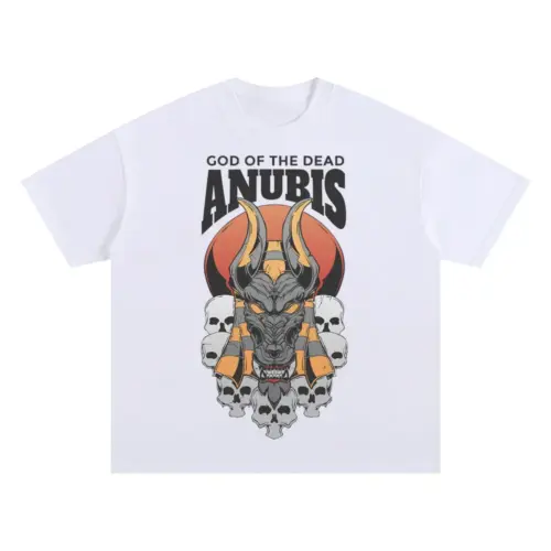 Anubis Godof Dead Oversized White Graphic Tee