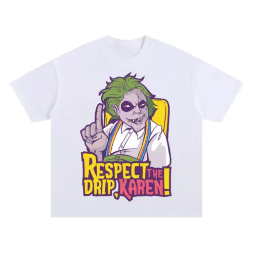 Beetle Respect Drip Oversized White Graphic Tee