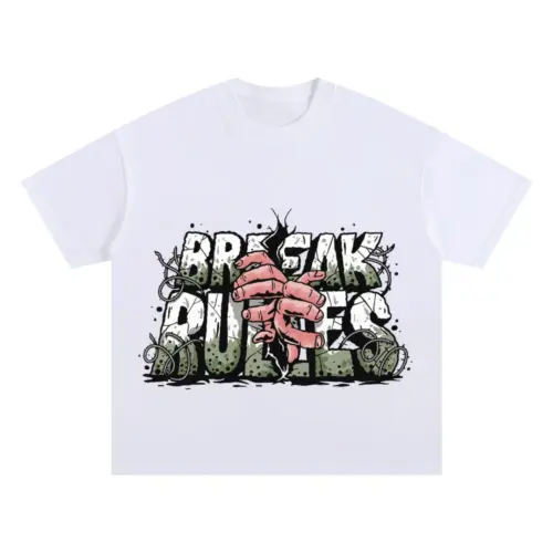 Break The Rules Oversized White Graphic Tee