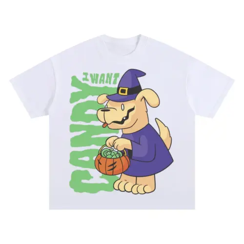 Candy Dog Oversized White Graphic Tee