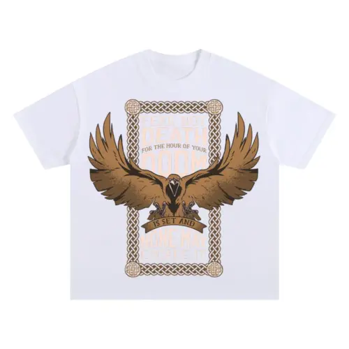 Viking Quote Oversized White Graphic Tee