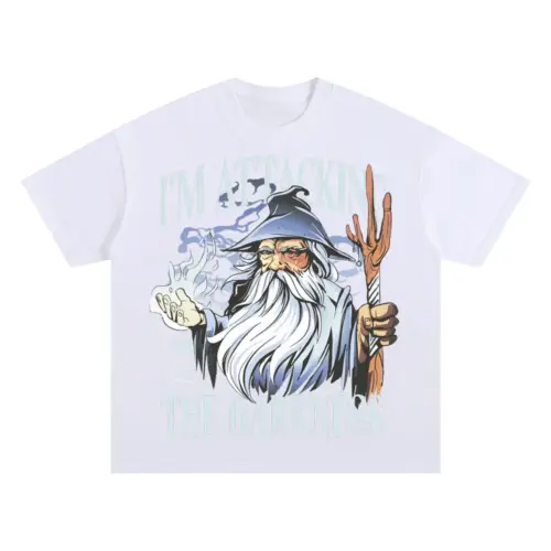 Wizard Fantasy Spell Oversized White Graphic Tee