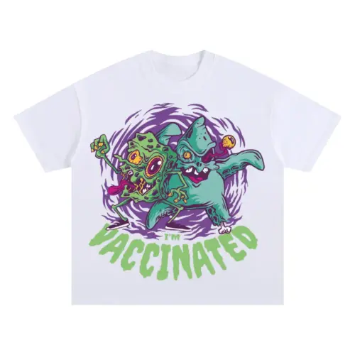 Zombie Characters Parody Oversized White Graphic Tee