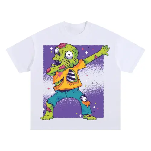 Zombie Dab 0 Hq Oversized White Graphic Tee