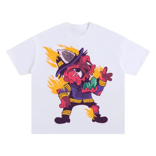 Zombie Firefighter Oversized White Graphic Tee