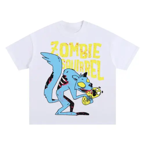 Zombie Squirrel Oversized White Graphic Tee