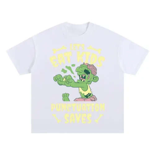 Zombieeatkids Oversized White Graphic Tee