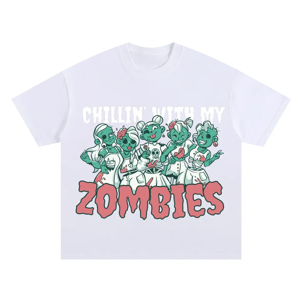 Zombiebesties Oversized White Graphic Tee