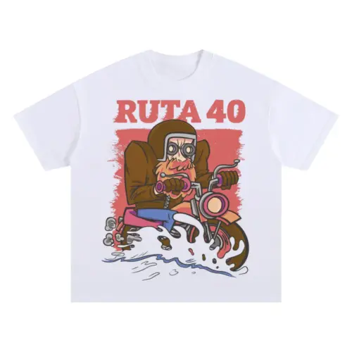 Adventure Motorcycle Oversized White Graphic Tee