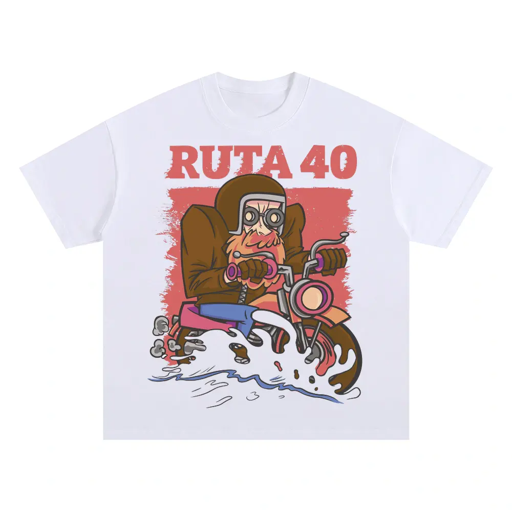 Adventure Motorcycle Oversized White Graphic Tee