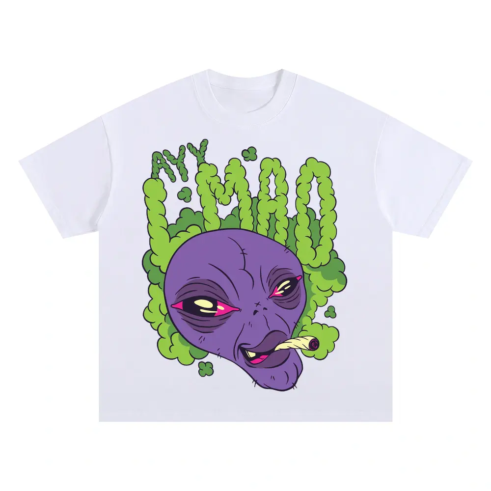 Alien Stoned Oversized White Graphic Tee