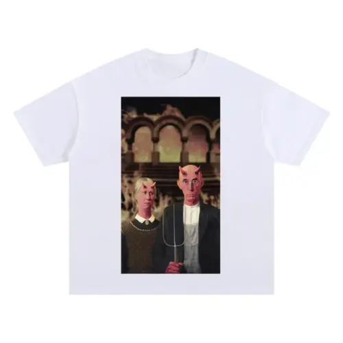 American Gothic Phonecase Oversized White Graphic Tee