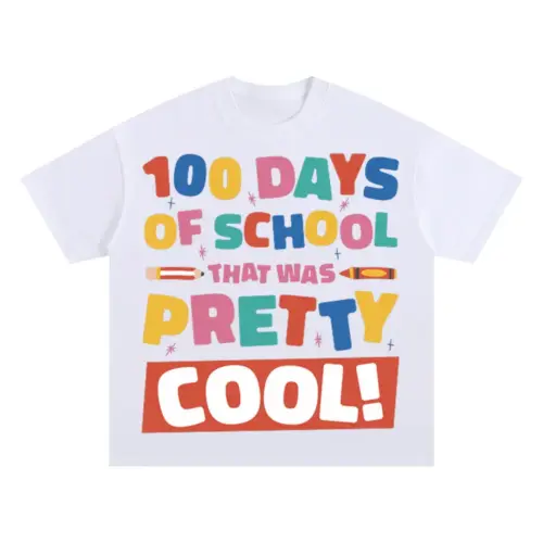 100 Days Of School Oversized White Graphic Tee