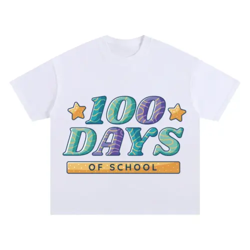 100 Days A Oversized White Graphic Tee