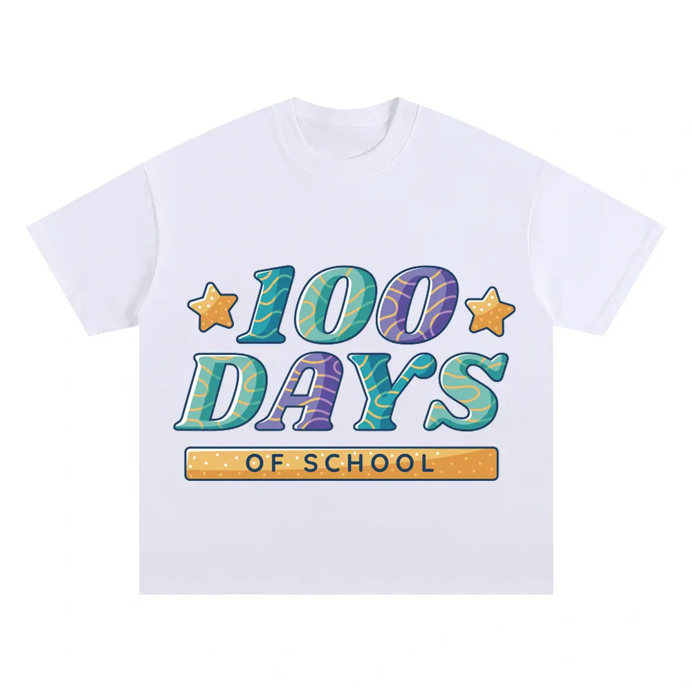 100 Days A Oversized White Graphic Tee