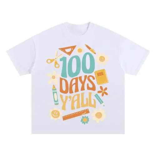 100 Days Oversized White Graphic Tee