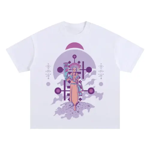 Alien Invasion D Oversized White Graphic Tee