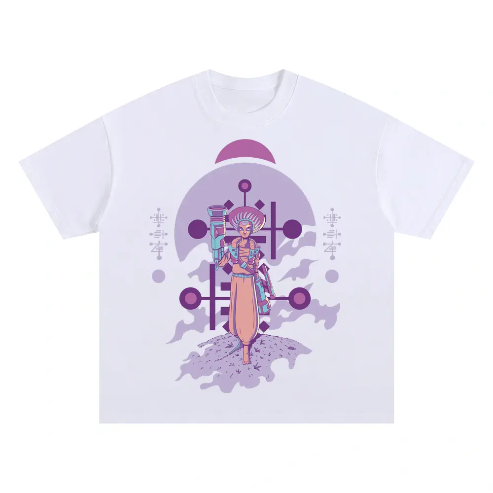 Alien Invasion D Oversized White Graphic Tee