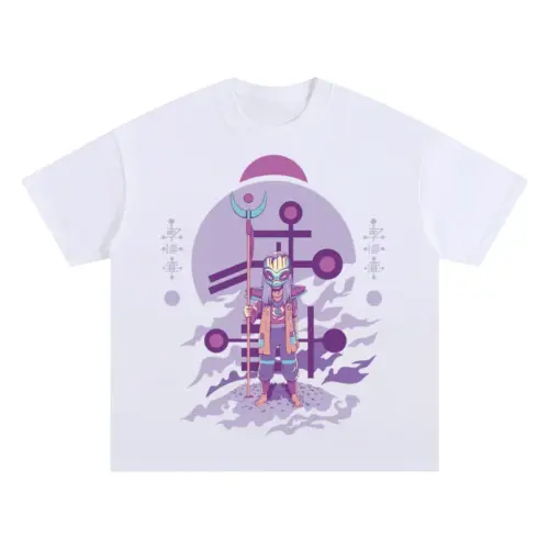 Alien Invasion B Oversized White Graphic Tee