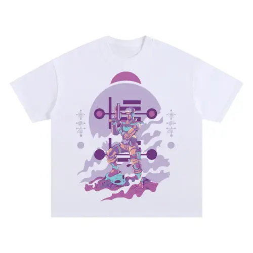 Alien Invasion C Oversized White Graphic Tee