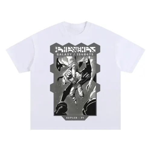 Astronauts C Oversized White Graphic Tee