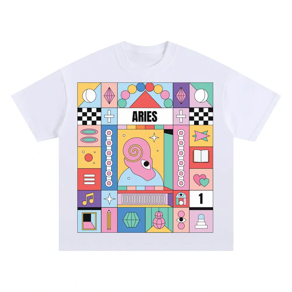 Aries Si Oversized White Graphic Tee