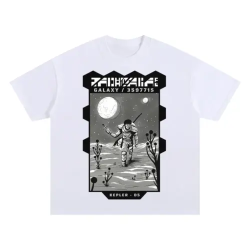 Astronauts J Oversized White Graphic Tee