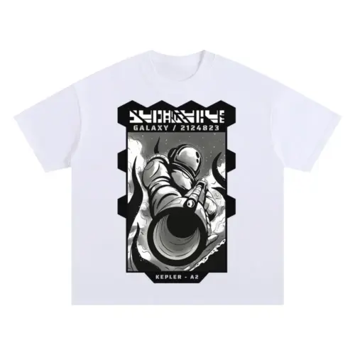 Astronauts K Oversized White Graphic Tee