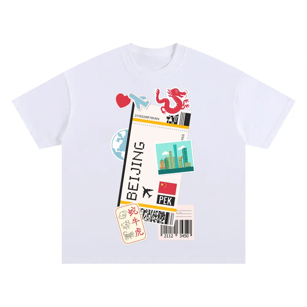 Beijing Oversized White Graphic Tee