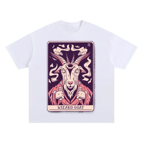 Wizard Goat 02 Si Oversized White Graphic Tee