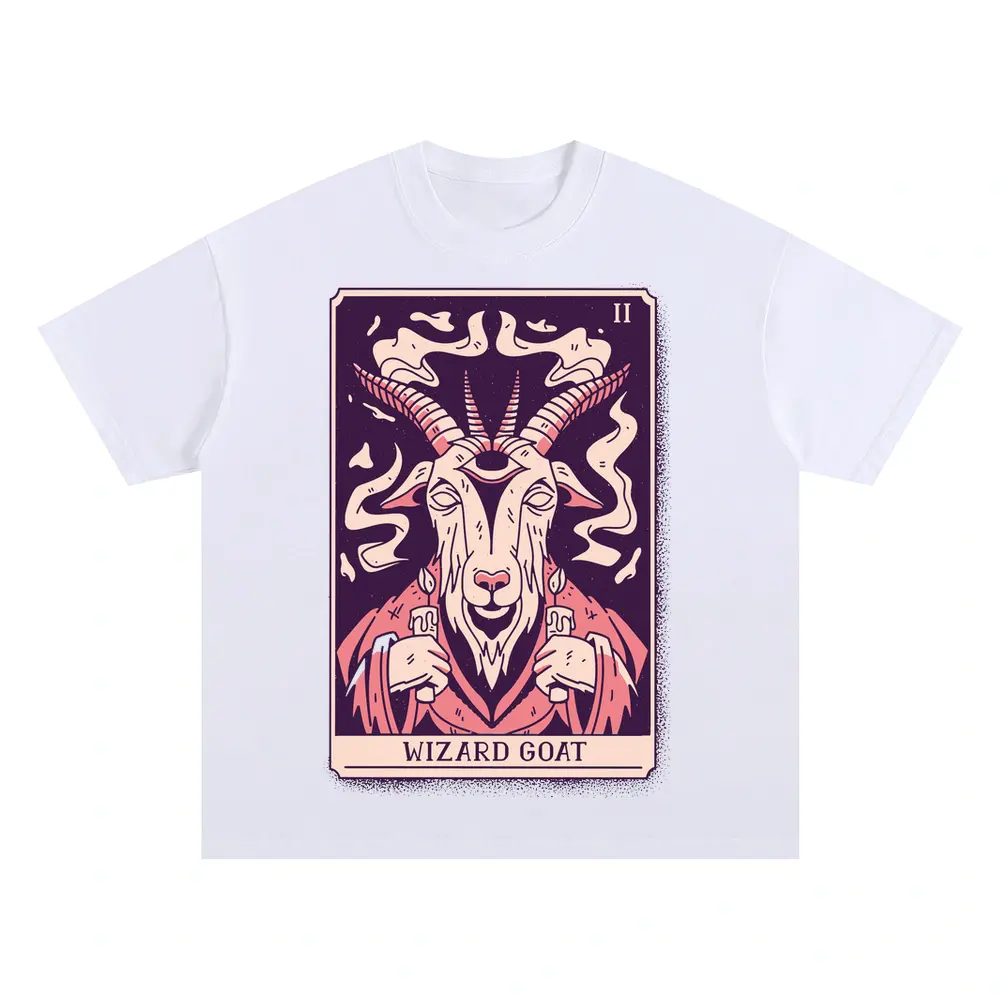 Wizard Goat 02 Si Oversized White Graphic Tee