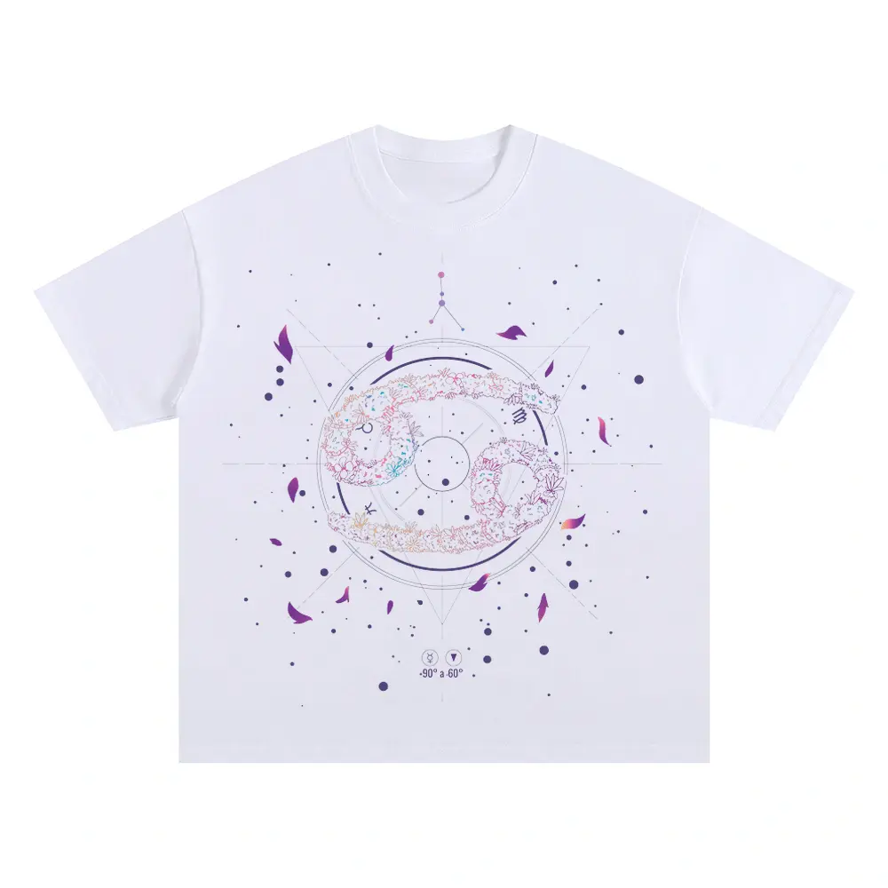 Zodiac Cancer Oversized White Graphic Tee