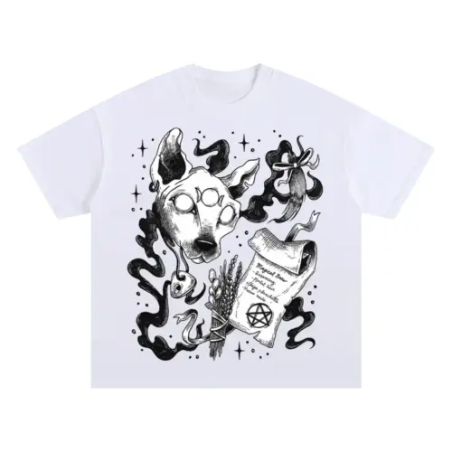 Witch H Oversized White Graphic Tee