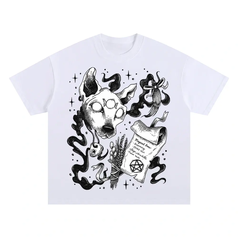 Witch H Oversized White Graphic Tee