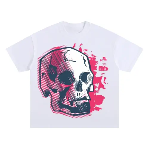 Abstractskull Oversized White Graphic Tee