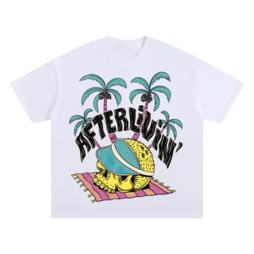 Afterlivin Oversized White Graphic Tee